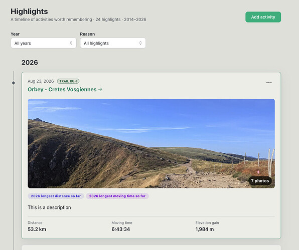 Highlights are automatically populated but you have full control over adding more or removing others.