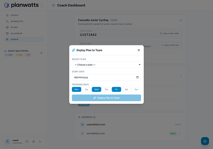 Deploy plan modal