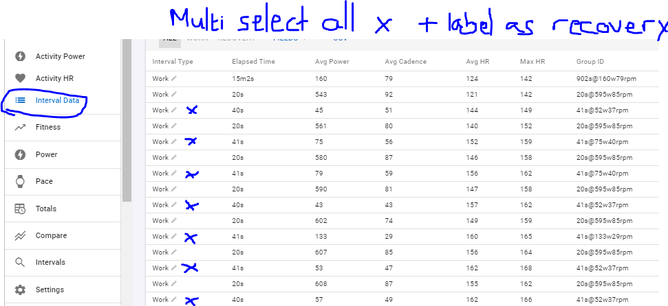 Multi select on 'Intervals Data' page - Feature Requests