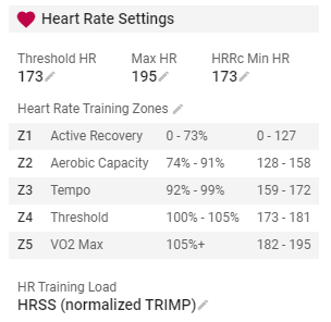 HR zones settings